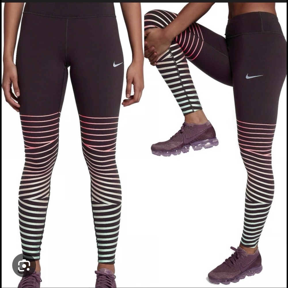 Nike Women’s Power Flash Epic Lux Running Tights | Burgundy Pink Ombré | Size XS